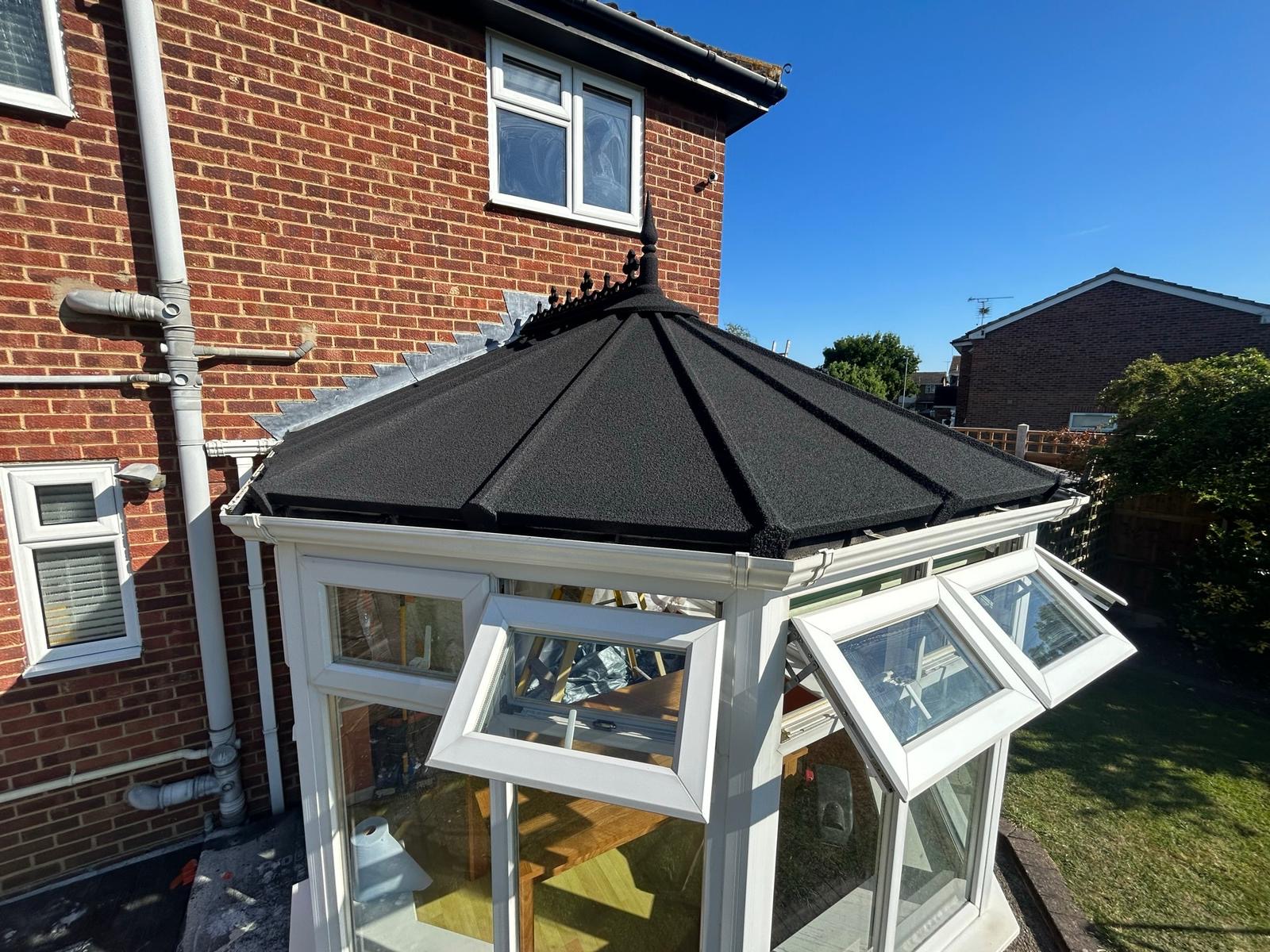Finished spray cork conservatory roof by ALT Spray Cork