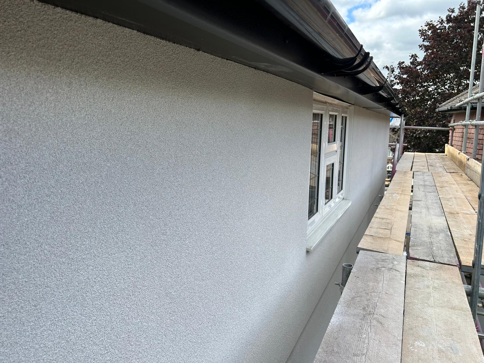 Close-up finished white spray cork wall by ALT Spray Cork